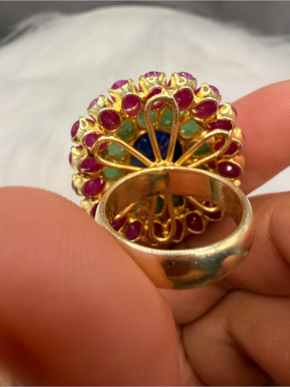 925 Sterling Silver Sapphire Emerald & Ruby Ring Size 6. - Picture 4 of 13